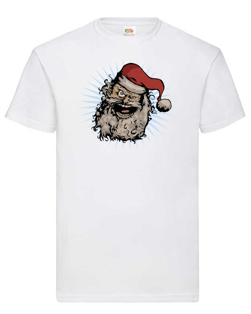 FRUIT OF THE LOOM T-shirt με Στάμπα Crazy Santa ΛΕΥΚΟ